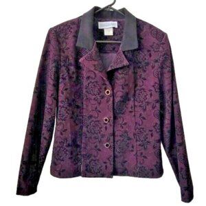 Vintage Jessica Howard sz 14 Purple Blazer jacket velvety metallic accents EUC